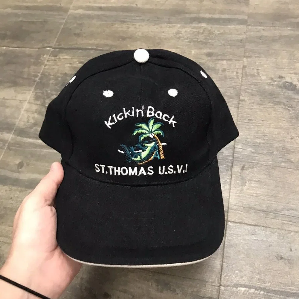 St. Thomas U.S.V.I. Kickin' Back Alligator‎ Palm Tree Adjustable Embroidered